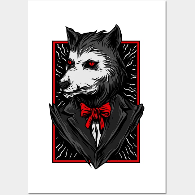 Big Bad Wolf Suit Black Red Wall Art by BradleyHeal